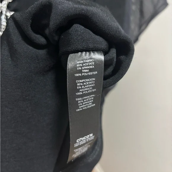 Chico's Travelers Classic Hardware Lace-Up Mesh V-Neck Top Black - Picture 8 of 8